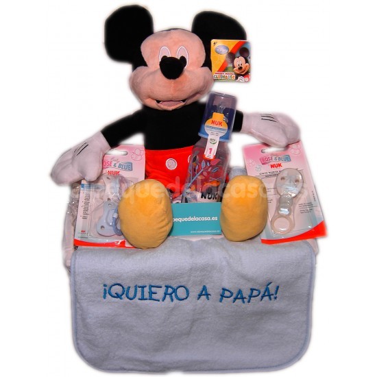 Canastilla Mickey con mensaje bordado